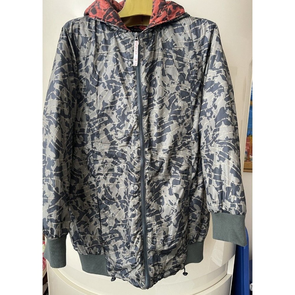 Kendall + Kyle for OVS Hooded Zip Jacket Sz. L -Women's K&K name pattern on CAMO